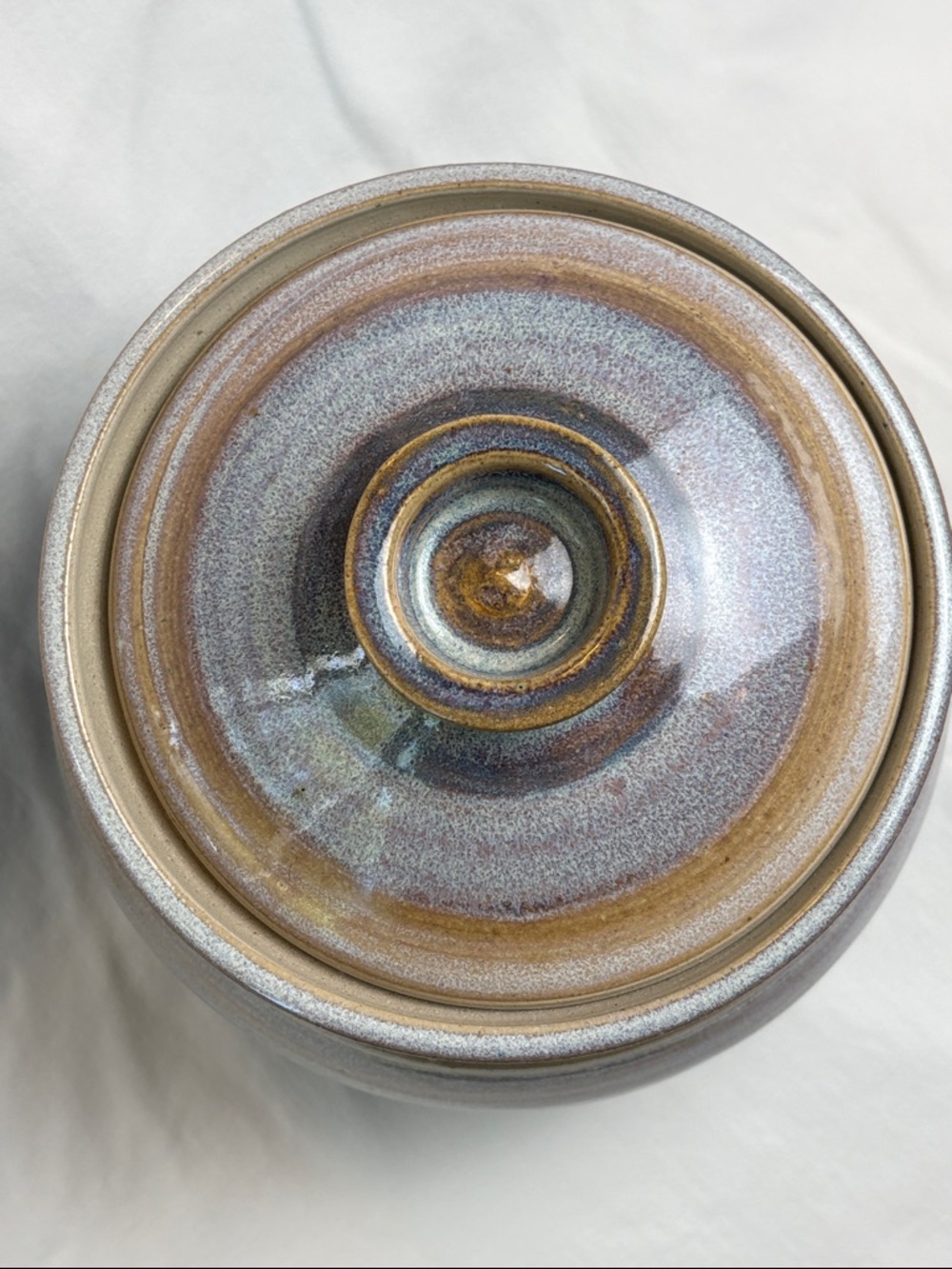Stunning Studio Art Pottery Lidded Jar / Cookie Canister- Blue & Brown Glaze - Picture 6 of 10